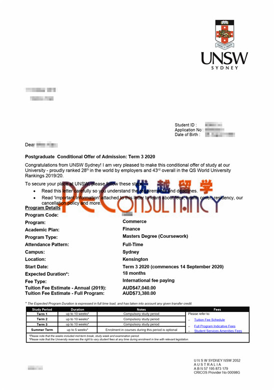 优越留学，新南威尔士大学，金融学(