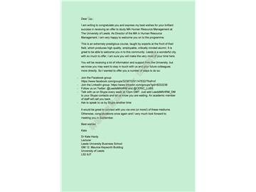 恭喜吴同学获得利兹大学人力资源管理硕士通知书