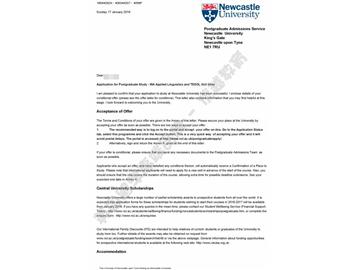 恭喜张同学获得纽卡斯尔大学应用语言学与对外英语教学专业硕士申请书