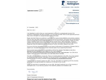 恭喜于同学获得诺丁汉大学现代汉语研究专业硕士申请书