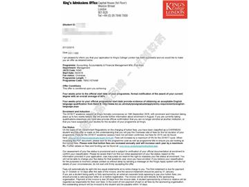 恭喜徐同学获得伦敦大学国王学院会计，责任和金融管理专业硕士通知书
