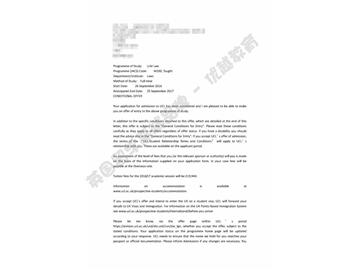 恭喜吴同学获得伦敦大学学院法律专业硕士通知书