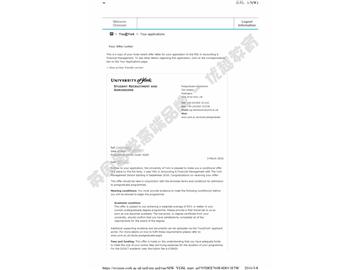 恭喜薛同学获得约克大学会计与金融管理专业硕士通知书