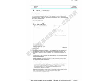  恭喜郑同学获得约克大学统计与计算金融专业硕士通知书