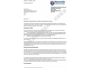  恭喜邢同学获得纽卡斯尔大学传媒与公共关系专业硕士通知书
