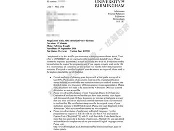 恭喜周同学获得伯明翰大学电力系统专业硕士通知书