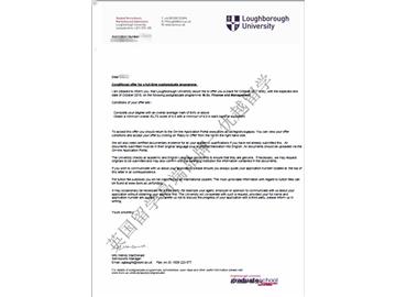  恭喜黄同学获得拉夫堡大学金融与管理专业硕士通知书