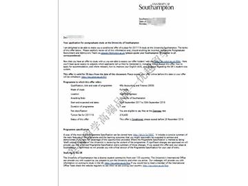 恭喜江同学获得南安普顿大学会计与金融专业硕士通知书