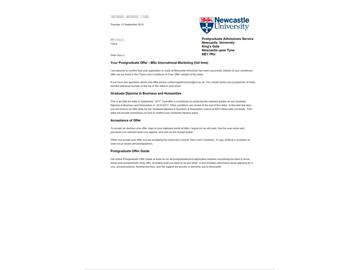  恭喜江同学获得纽卡斯尔大学国际市场营销专业硕士通知书