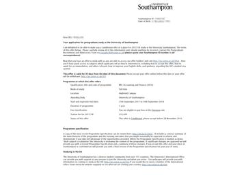 恭喜丁同学获得南安普顿大学会计与金融专业硕士通知书