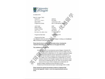 恭喜姜同学获得格拉斯哥大学国际金融专业硕士通知书