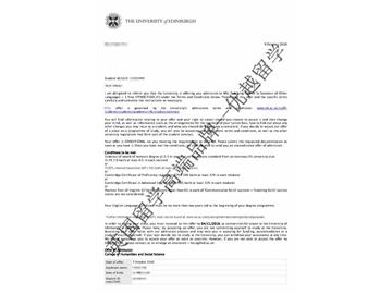 恭喜江同学获得爱丁堡大学对外英语教学专业硕士通知书