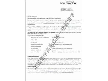 恭喜张同学获得南安普顿大学风险与金融专业硕士通知书