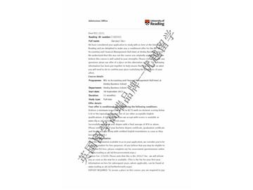 恭喜季同学获得雷丁大学会计与金融管理专业硕士通知书