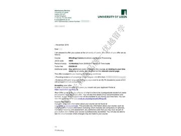 恭喜顾同学获得利兹大学通信与信号处理专业硕士通知书
