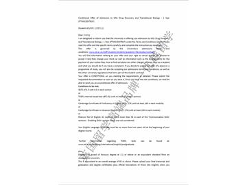恭喜朱同学获得爱丁堡大学药物研究与转化生物学专业硕士通知书
