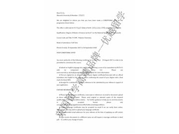 恭喜丁同学获得华威大学高分子化学专业硕士通知书