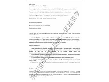 恭喜江同学获得华威大学会计与金融专业硕士通知书