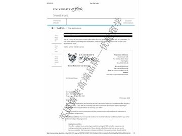 恭喜冯同学获得约克大学计算机专业硕士通知书