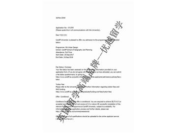 恭喜李同学获得卡迪夫大学城市设计专业硕士通知书