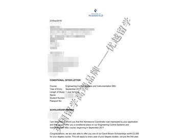 恭喜梁同学获得哈德斯菲尔德大学控制系统与仪器专业硕士通知书
