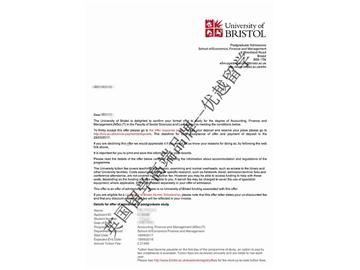 恭喜吴同学获得布里斯托大学会计、金融与管理专业硕士通知书