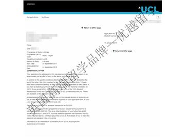 恭喜刘同学获得伦敦大学学院法律专业硕士通知书