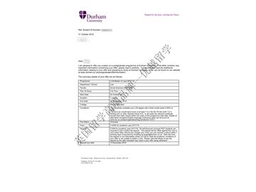 恭喜刘同学获得杜伦大学法律专业硕士通知书