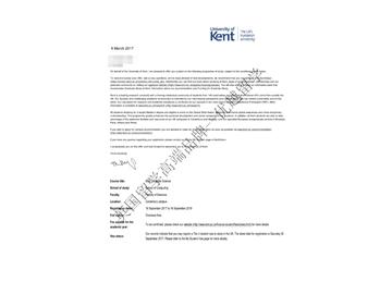 恭喜胡同学获得肯特大学计算机科学专业硕士通知书