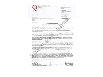 恭喜丁同学获得贝尔法斯特女王大学分子生物学与生物技术理学硕士通知书