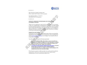 恭喜徐同学获得巴斯大学应用经济学硕士通知书