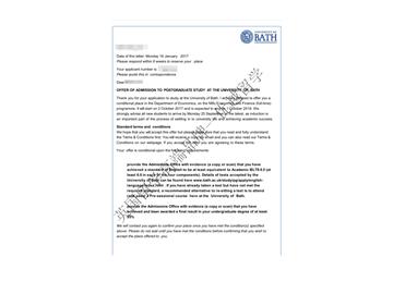 恭喜袁同学获得巴斯大学经济与金融学专业硕士通知书