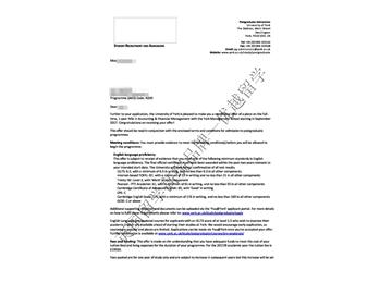 恭喜解同学获得约克大学会计与财务管理专业硕士通知书