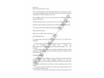 恭喜韩同学获得华威大学项目工程管理专业硕士通知书