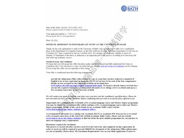 恭喜苏同学获得巴斯大学软件系统专业硕士通知书