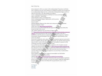 恭喜吴同学获得伦敦大学学院理科方向UPCSE本科预科通知书