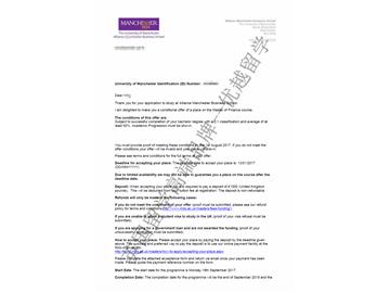 恭喜姚同学获得曼彻斯特大学金融专业硕士通知书