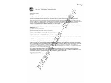 恭喜吴同学获得爱丁堡大学法学专业硕士通知书