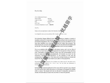 恭喜韩同学获得曼彻斯特大学数学金融专业硕士通知书