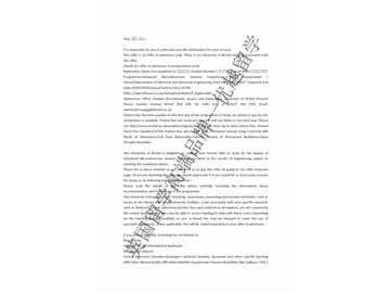 恭喜于同学获得布里斯托大学高级微电子系统工程专业硕士通知书