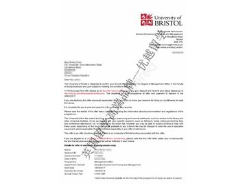 恭喜张同学获得布里斯托大学管理学专业硕士通知书