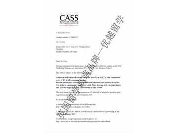 恭喜方同学获得卡斯商学院营销战略与创意专业硕士通知书