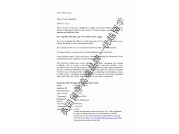 2018offer：恭喜丁同学获得布里斯托教育学专业硕士通知书