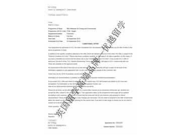 2018offer：恭喜吴同学获得伦敦大学学院能源材料与环境专业硕士通知书