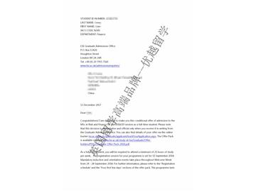 2018offer：恭喜李同学获得伦敦政治经济学院风险与金融专业硕士通知书