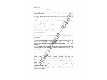 2018offer：恭喜刘同学获得华威大学电子商务管理专业硕士通知书
