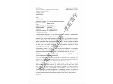 2018offer：恭喜刘同学获得伦敦大学学院高等材料科学专业硕士通知书