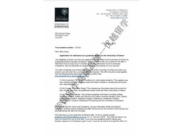 2018offer：恭喜王同学获得牛津大学硕士通知书