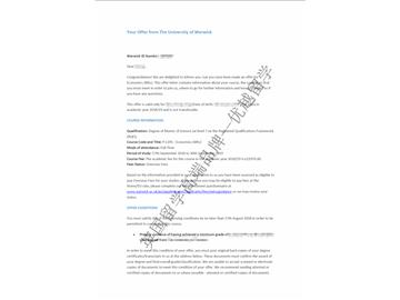 2018offer：恭喜丁同学获得华威大学经济学专业硕士通知书