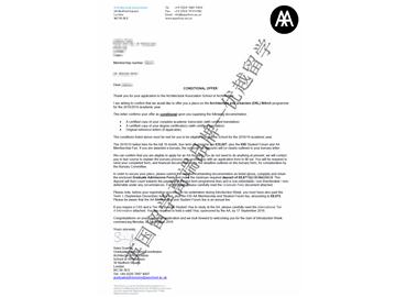 2018offer：恭喜李同学获得建筑联盟学院建筑与城市设计专业硕士通知书